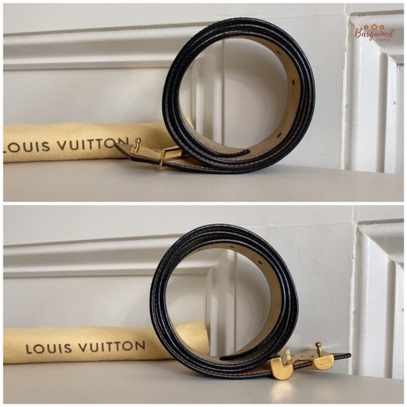 Authentic Louis Vuitton Black Epi Calfskin Leather Essential V Buckle Belt 80/32 main image 5